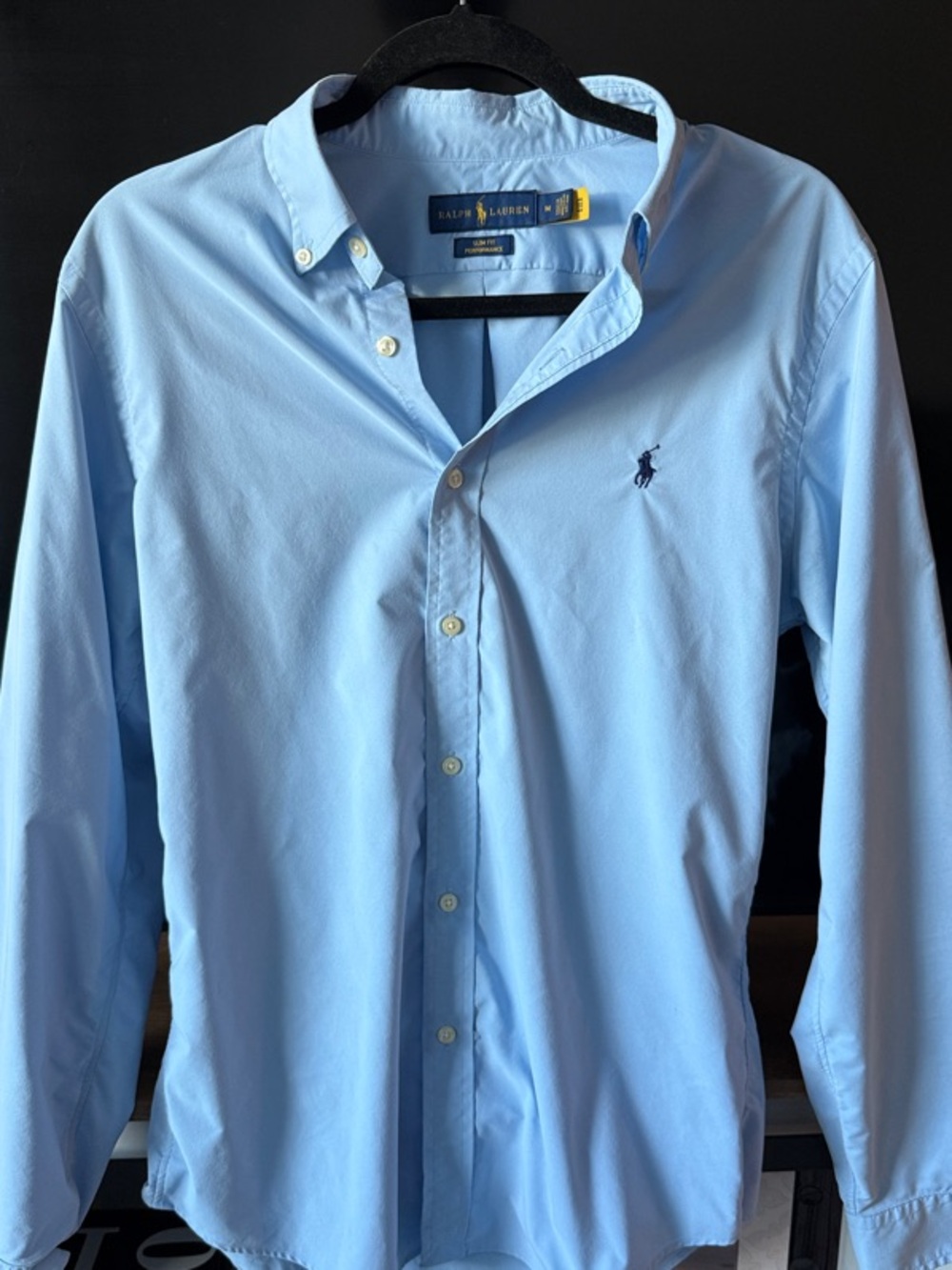 Ralph Lauren Men’s Medium Slim-Fit Light Blue Performance Shirt